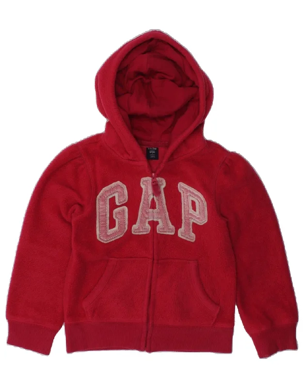 men's everyday knit sweaters -GAP Girls Graphic Fleece Zip Hoodie Sweater 3-4 Years Pink Polyester