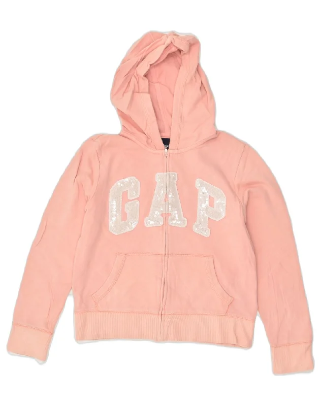 men's wool-blend sweaters -GAP Girls Graphic Zip Hoodie Sweater 11-12 Years XL  Pink Cotton