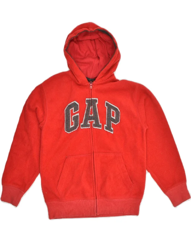 men's v-neck sweaters -GAP Girls Graphic Zip Hoodie Sweater 12-13 Years Red Polyester