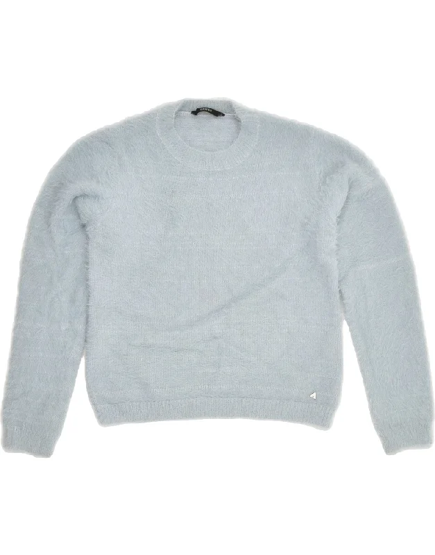 men's comfortable sweaters -GUESS Girls Crew Neck Jumper Sweater 9-10 Years Blue