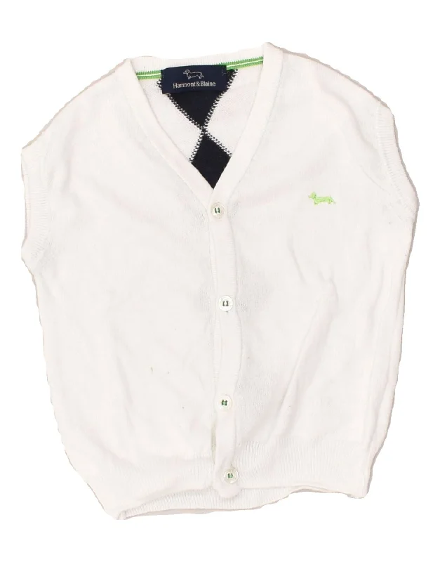 men's ribbed sweaters -HARMONT & BLAINE Baby Boys Sleeveless Cardigan Sweater 12-18 Months White