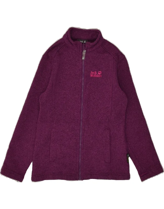 men's luxurious sweaters -JACK WOLFSKIN Girls Cardigan Sweater 10-11 Years Purple Polyester