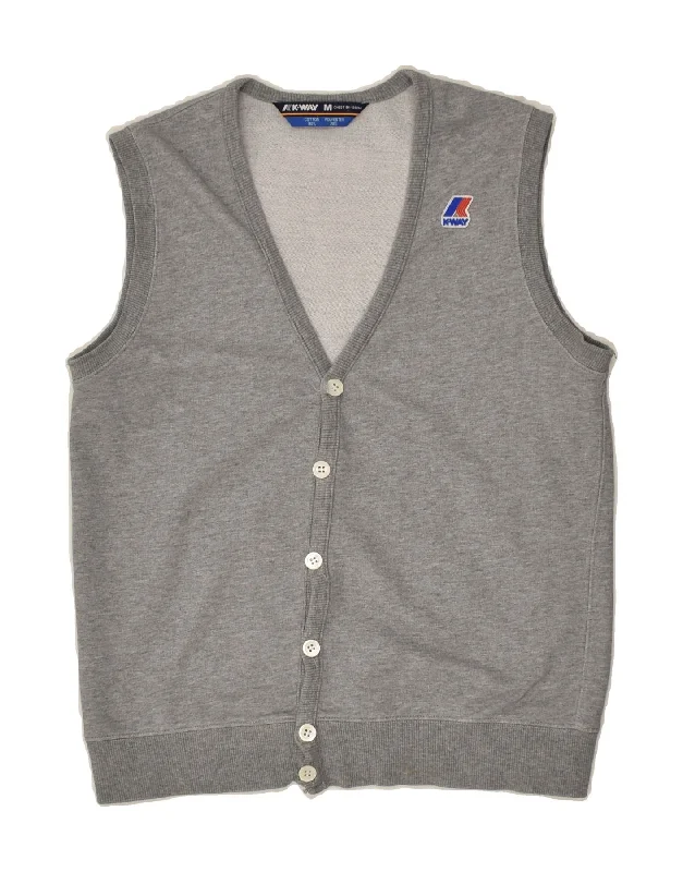 men's premium knit sweaters -K-WAY Boys Sleeveless Cardigan Sweater 2-3 Years Grey Cotton