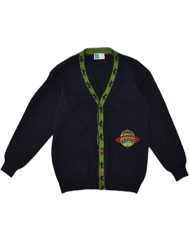 men's formal sweaters -KAPPA Boys Cardigan Sweater 13-14 Years Navy Blue Wool