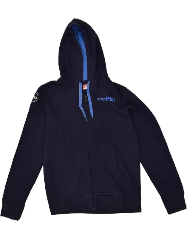 men's modern pullover sweaters -KAPPA Boys Zip Hoodie Sweater 15-16 Years Navy Blue Cotton