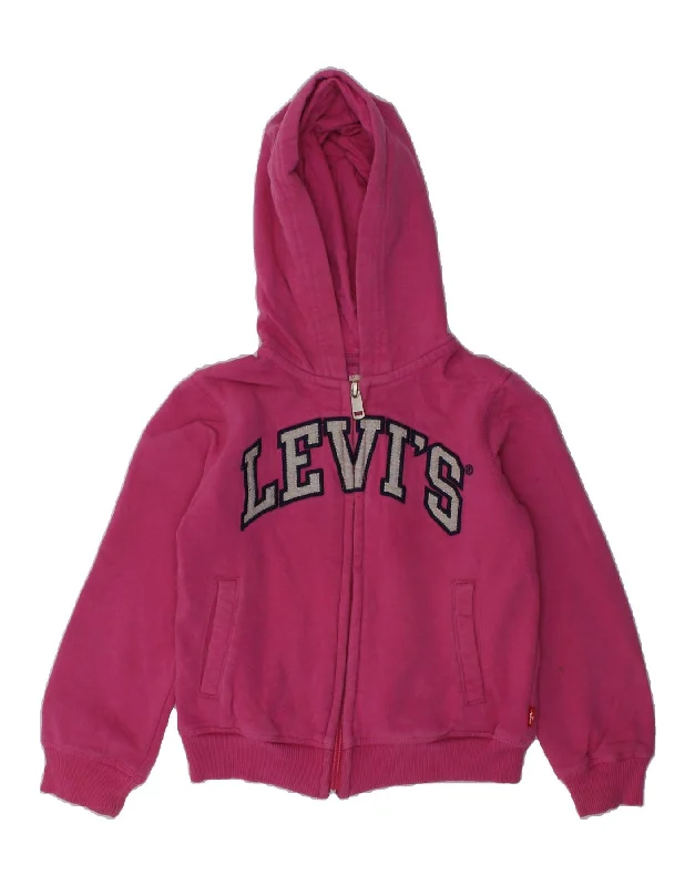 men's wool sweaters -LEVI'S Girls Graphic Zip Hoodie Sweater 4-5 Years Small  Pink Cotton