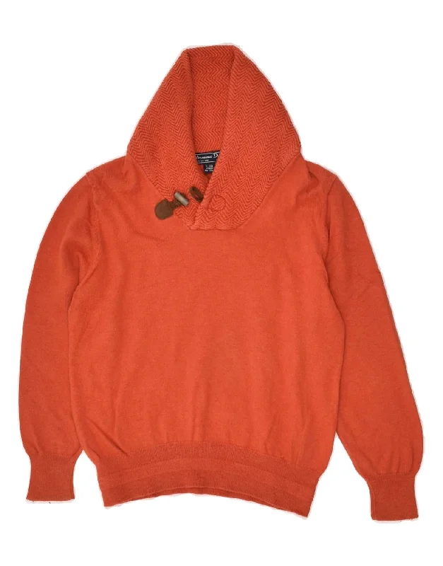 men's thermal sweaters -MASSIMO DUTTI Boys Shawl Neck Jumper Sweater 5-6 Years Orange