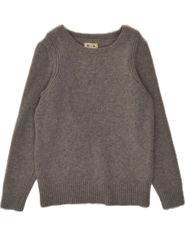 men's luxury sweaters -MIH Girls Boat Neck Jumper Sweater 9-10 Years Small Grey Wool