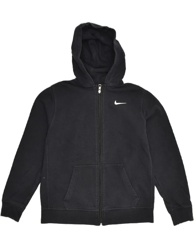 men's lightweight pullover sweaters -NIKE Boys Zip Hoodie Sweater 13-14 Years XL Black Cotton