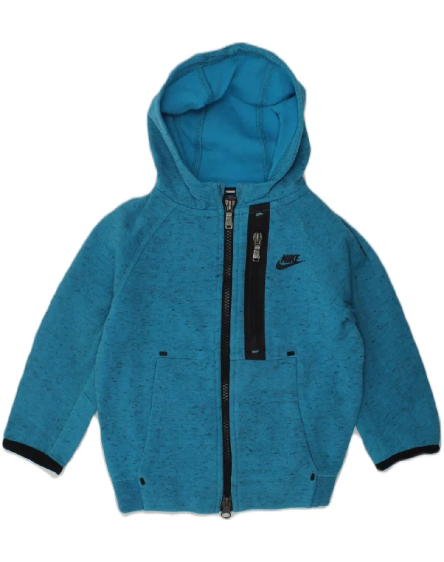 men's wool-blend sweaters -NIKE Boys Zip Hoodie Sweater 2-3 Years Blue Flecked Cotton