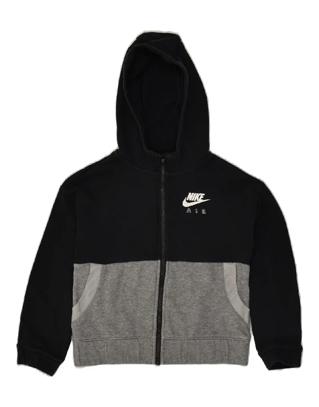 men's stylish cardigans -NIKE Girls Loose Fit Graphic Zip Hoodie Sweater 6-7 Years XS Black