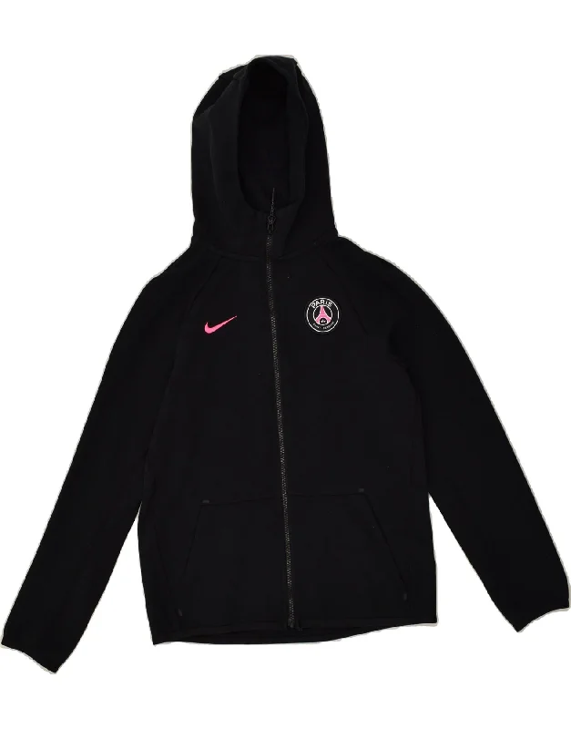 men's performance sweaters -NIKE Girls Paris Saint- Germain Zip Hoodie Sweater 12-13 Years Large Black