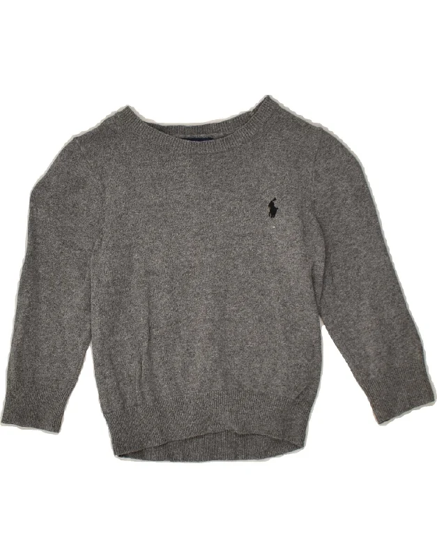 men's cozy sweaters -POLO RALPH LAUREN Boys Crew Neck Jumper Sweater 2-3 Years Grey Cotton