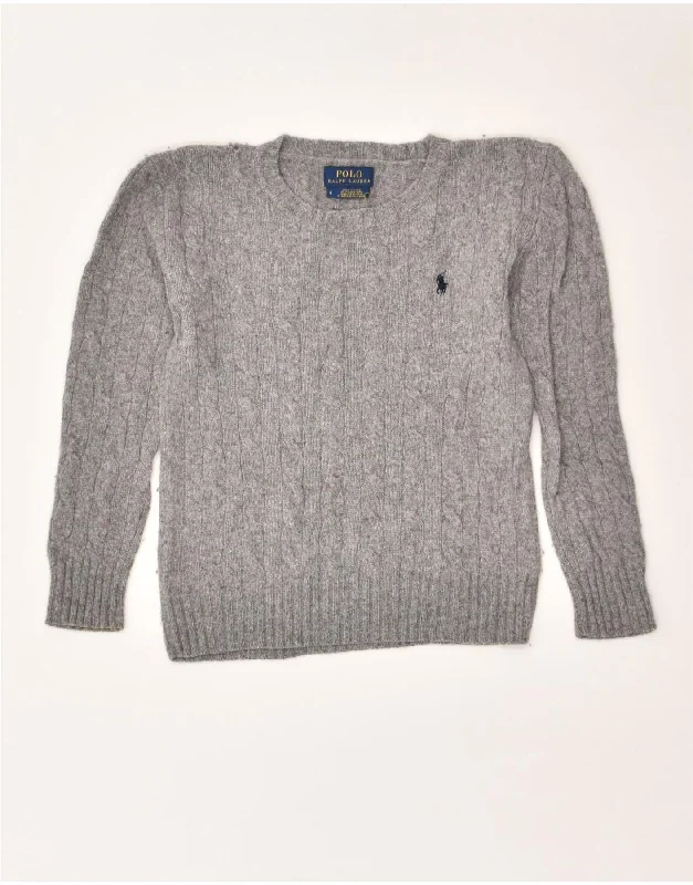 men's turtleneck pullover sweaters -POLO RALPH LAUREN Boys Crew Neck Jumper Sweater 5-6 Years Grey