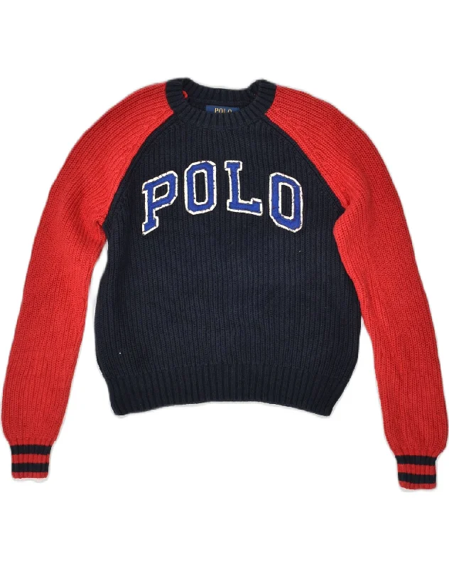 men's lightweight pullover sweaters -POLO RALPH LAUREN Boys Crew Neck Jumper Sweater 7-8 Years S Navy Blue