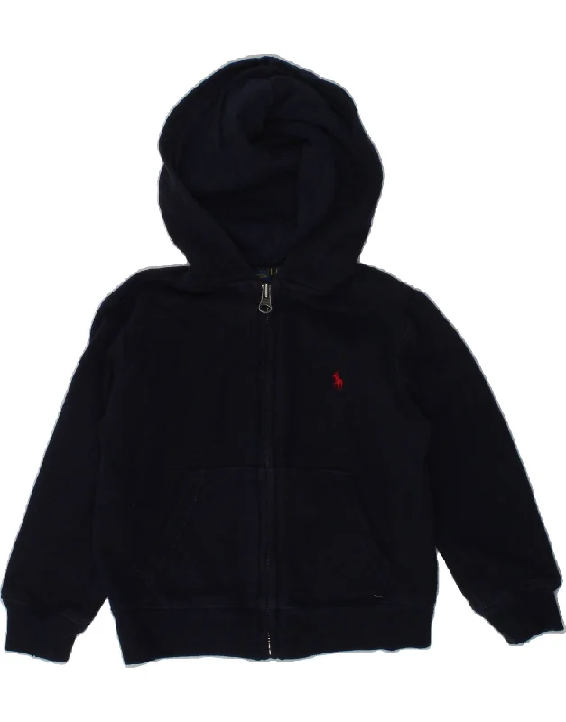 men's luxury sweaters -POLO RALPH LAUREN Boys Zip Hoodie Sweater 2-3 Years Navy Blue Cotton