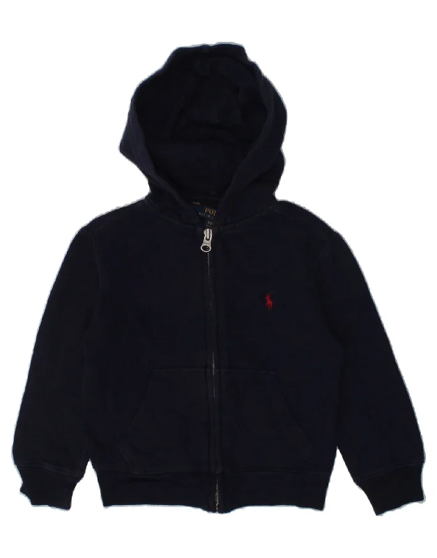 men's short-sleeve sweaters -POLO RALPH LAUREN Boys Zip Hoodie Sweater 2-3 Years Navy Blue Cotton