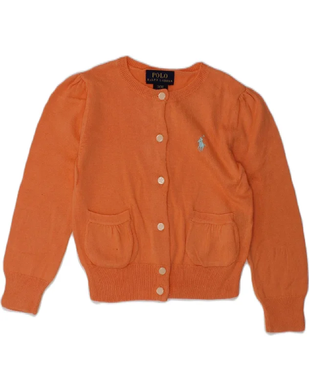 men's casual pullover sweaters -POLO RALPH LAUREN Girls Cardigan Sweater 2-3 Years Orange Cotton