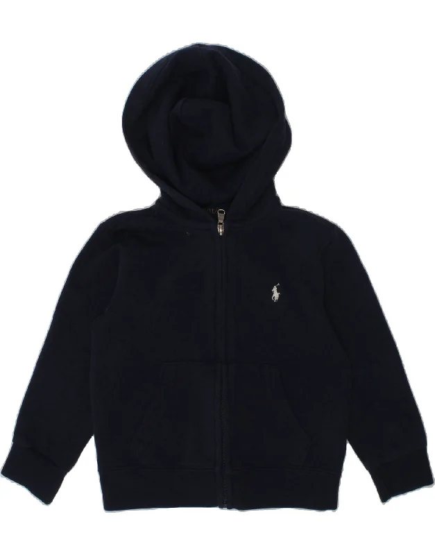 men's casual sweaters -POLO RALPH LAUREN Girls Zip Hoodie Sweater 2-3 Years Navy Blue Cotton