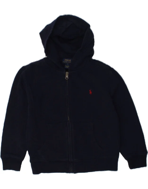 men's luxury sweaters -POLO RALPH LAUREN Girls Zip Hoodie Sweater 4-5 Years Navy Blue Cotton