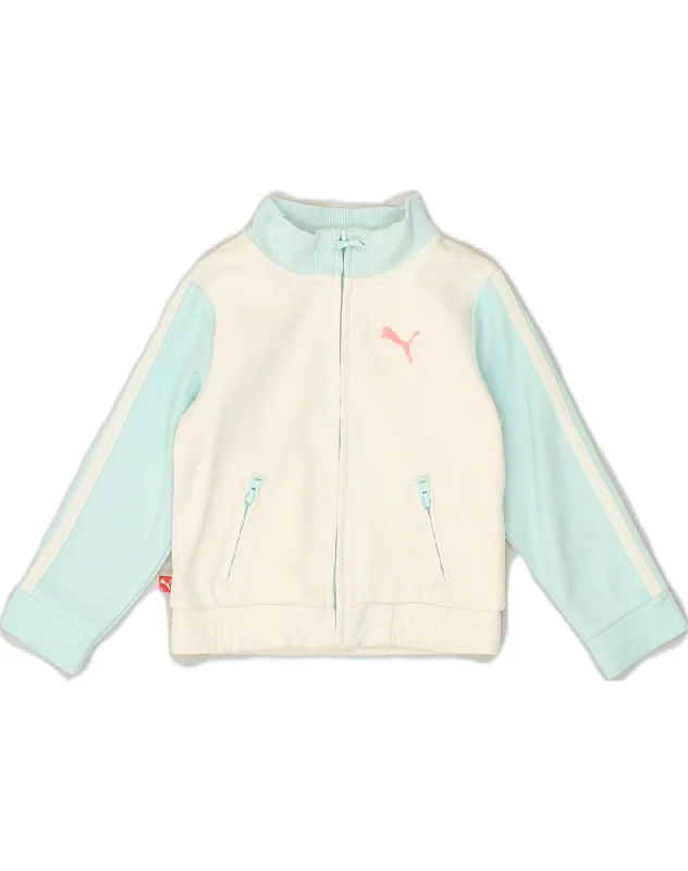 men's sweater for layering -PUMA Baby Girls Cardigan Sweater 12-18 Months White Colourblock Cotton