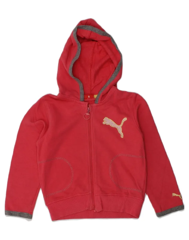 men's breathable cotton sweaters -PUMA Baby Girls Graphic Zip Hoodie Sweater 18-24 Months Pink Cotton