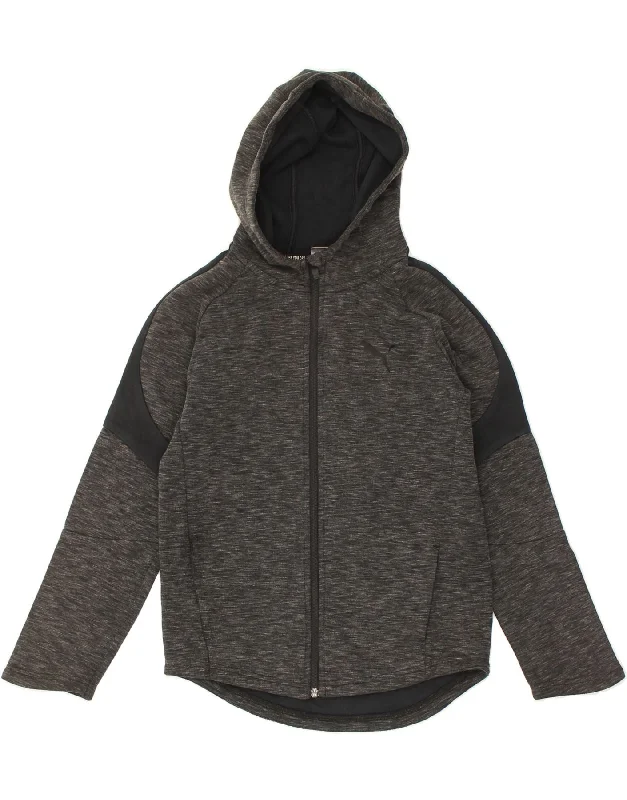 men's soft knit sweaters -PUMA Boys Zip Hoodie Sweater 11-12 Years Grey Flecked Cotton