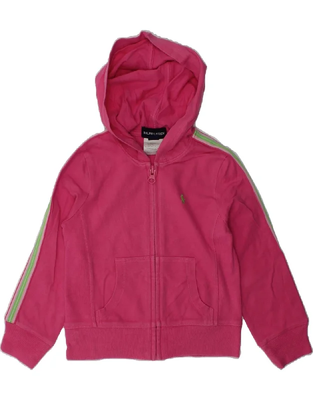 men's knitted pullover sweaters -RALPH LAUREN Girls Zip Hoodie Sweater 2-3 Years Pink Cotton