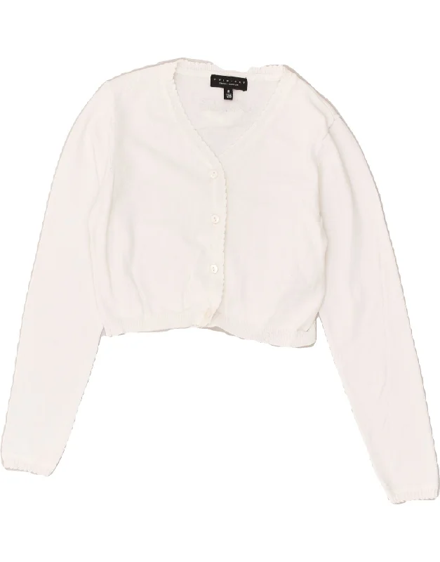 men's luxurious sweaters -SIMONA BARBIERI Girls Twin-Set Crop Cardigan Sweater 7-8 Years White