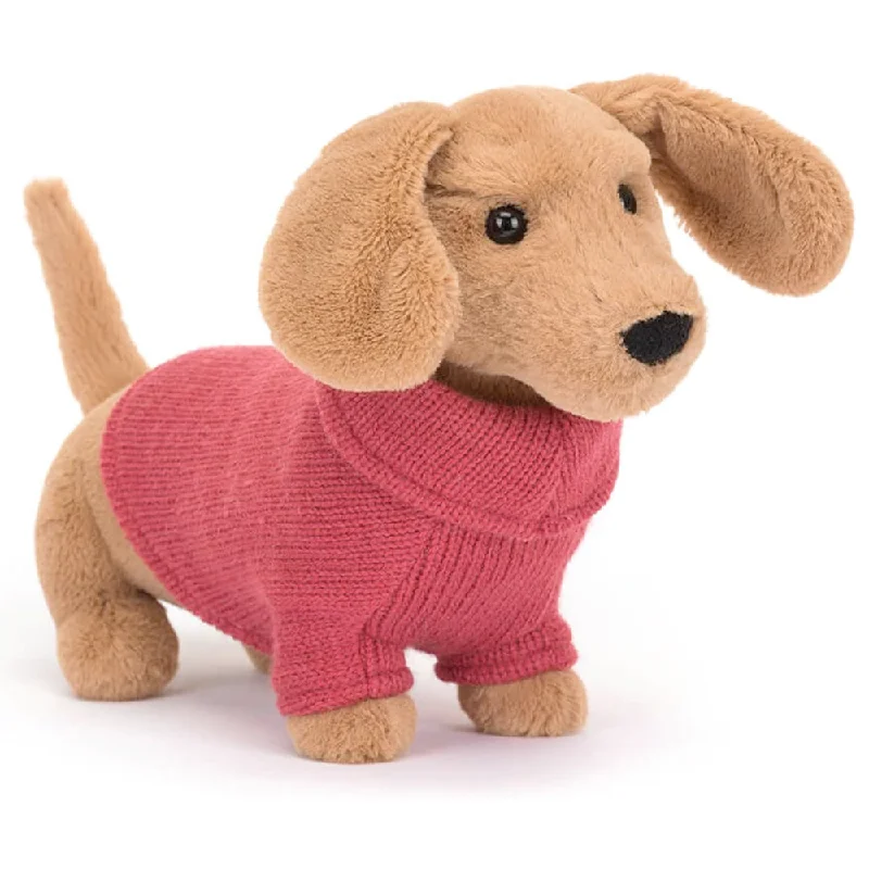 men's oversized sweaters -Jellycat Sweater Sausage Dog Pink