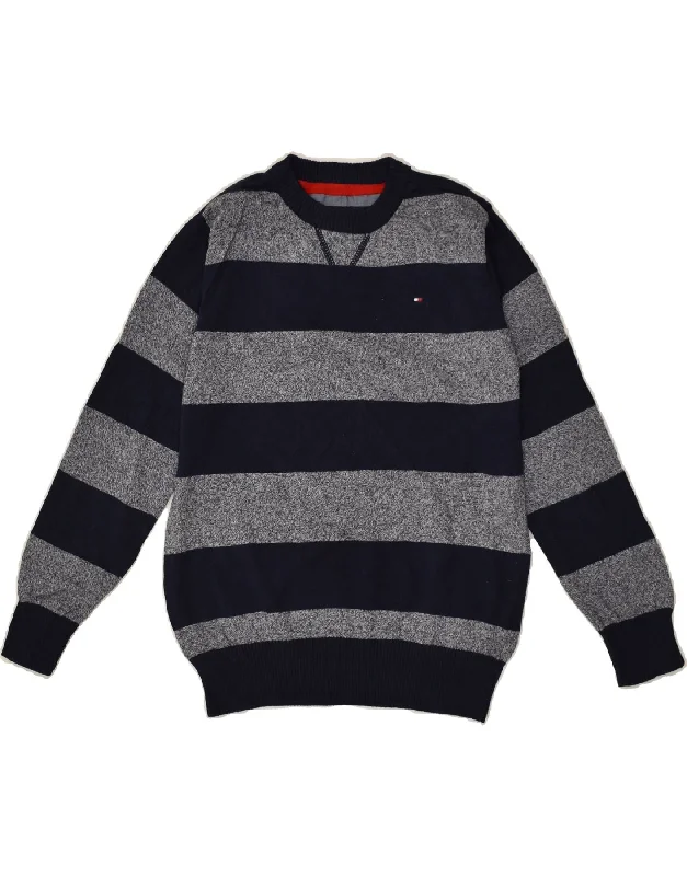 men's winter sweaters -TOMMY HILFIGER Boys Crew Neck Jumper Sweater 12-13 Years Medium Navy Blue