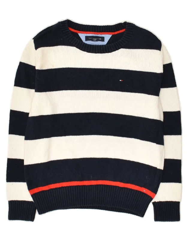 men's cozy knit sweaters -TOMMY HILFIGER Boys Crew Neck Jumper Sweater 8-9 Years Medium  Navy Blue