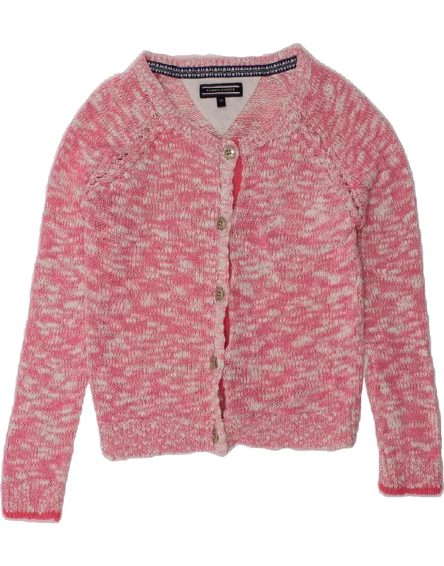 men's soft knit sweaters -TOMMY HILFIGER Girls Cardigan Sweater 2-3 Years Pink Flecked