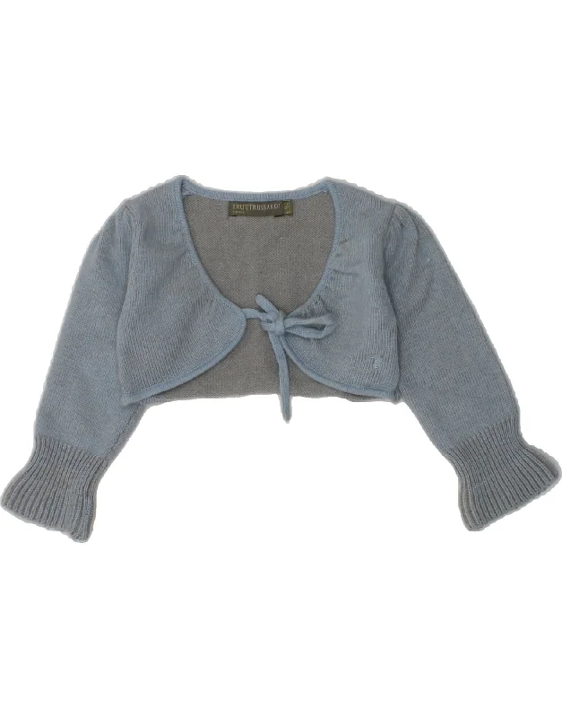 men's warm cardigans -TRUSSARDI Baby Girls Bolero Cardigan Sweater 6-9 Months Blue Cashmere