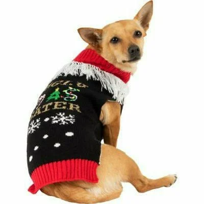 men's casual knit sweaters -Ugly Christmas Dog Sweater