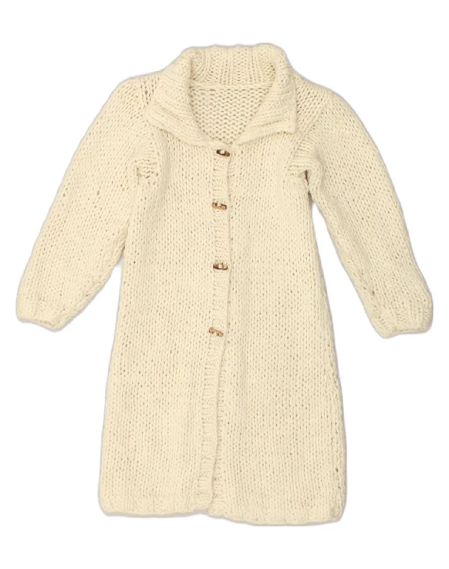 men's turtleneck sweaters -VINTAGE Girls Longline Cardigan Sweater 5-6 Years Beige