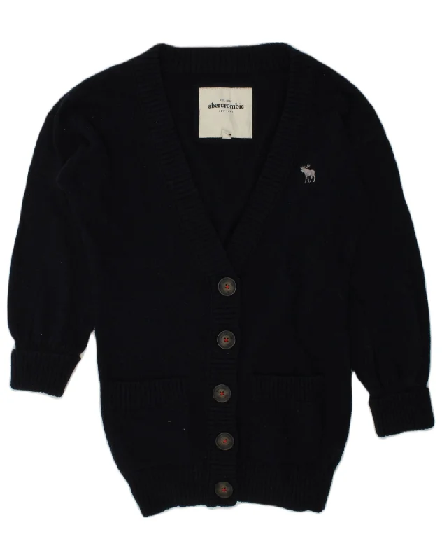 men's high-quality cashmere sweaters -ABERCROMBIE & FITCH Girls Cardigan Sweater 13-14 Years XL Navy Blue Cotton