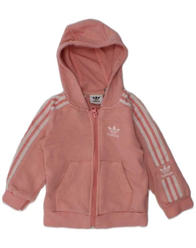 men's casual sweater cardigans -ADIDAS Baby Girls Zip Hoodie Sweater 9-12 Months Pink Cotton