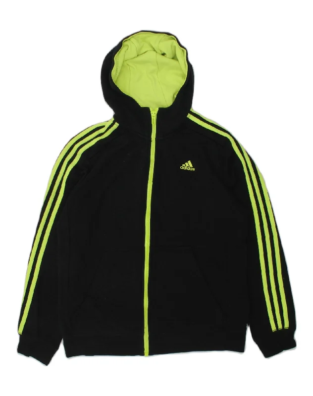 men's modern pullover sweaters -ADIDAS Boys Climalite Zip Hoodie Sweater 13-14 Years Black Polyester