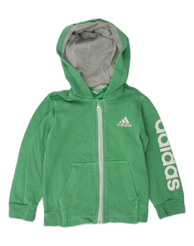 men's stylish turtleneck sweaters -ADIDAS Boys Graphic Zip Hoodie Sweater 3-4 Years Green Cotton