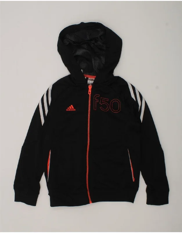 men's knitted winter sweaters -ADIDAS Boys Graphic Zip Hoodie Sweater 7-8 Years Black Polyester