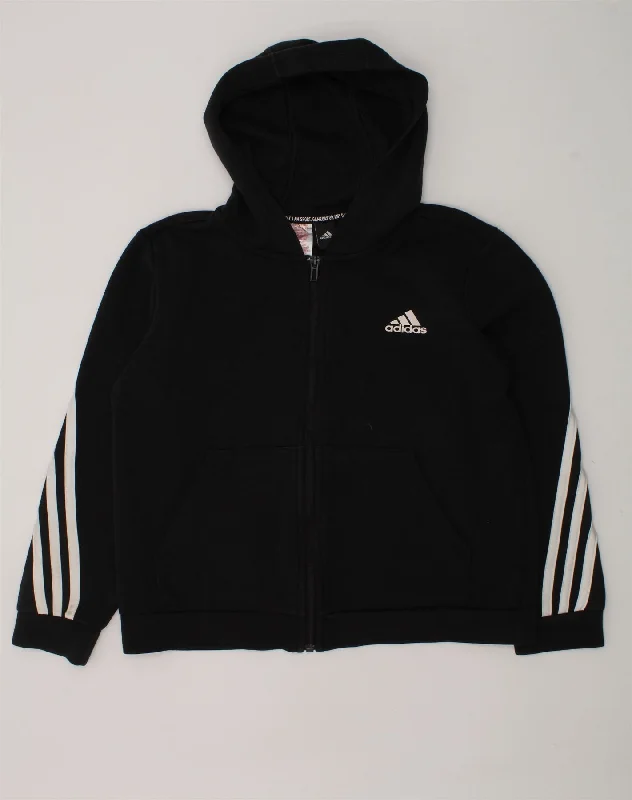 men's crewneck sweaters -ADIDAS Boys Zip Hoodie Sweater 11-12 Years Black Cotton