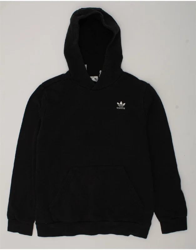 men's cardigan sweaters -ADIDAS Boys Zip Hoodie Sweater 13-14 Years Black Cotton