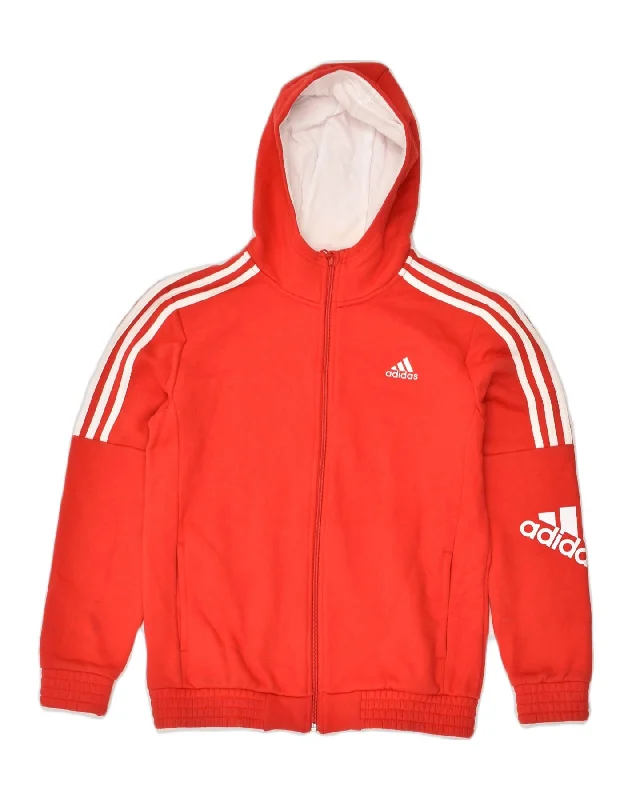 men's premium wool sweaters -ADIDAS Boys Zip Hoodie Sweater 13-14 Years Red Cotton