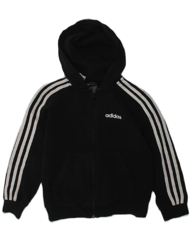 men's wool sweater vests -ADIDAS Boys Zip Hoodie Sweater 7-8 Years Black Cotton