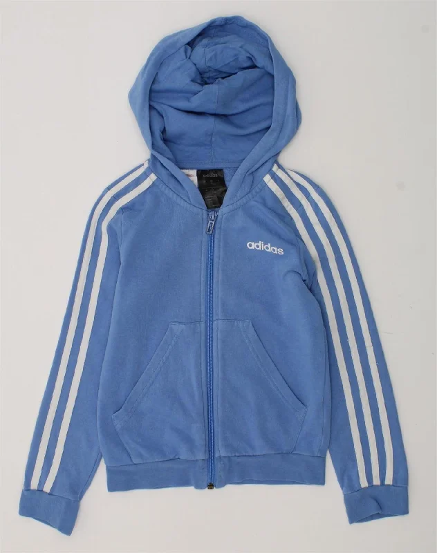 men's warm cardigans -ADIDAS Boys Zip Hoodie Sweater 7-8 Years Blue Cotton