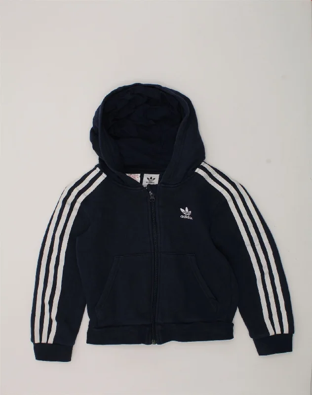 men's knit cardigans -ADIDAS Boys Zip Hoodie Sweater 7-8 Years Navy Blue Cotton