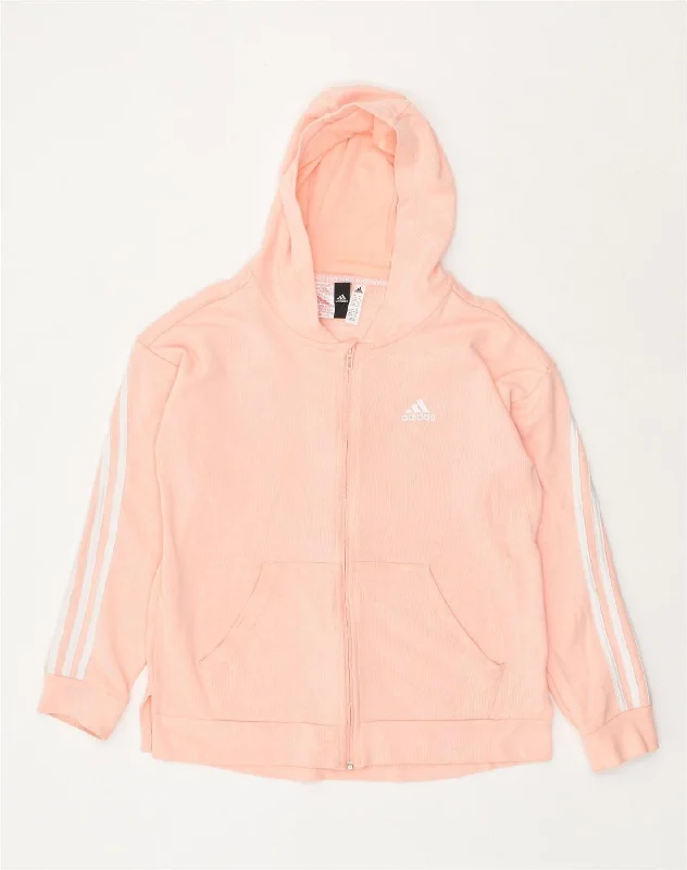 men's wool sweaters -ADIDAS Girls Zip Hoodie Sweater 14-15 Years Pink Cotton