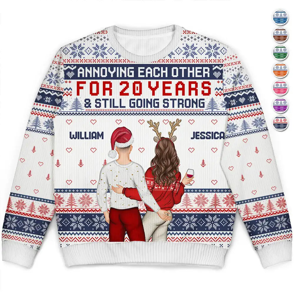 men's cotton sweaters -Annoying Each Other For And Still Going Strong Back Couple - Personalized Unisex Ugly Sweater