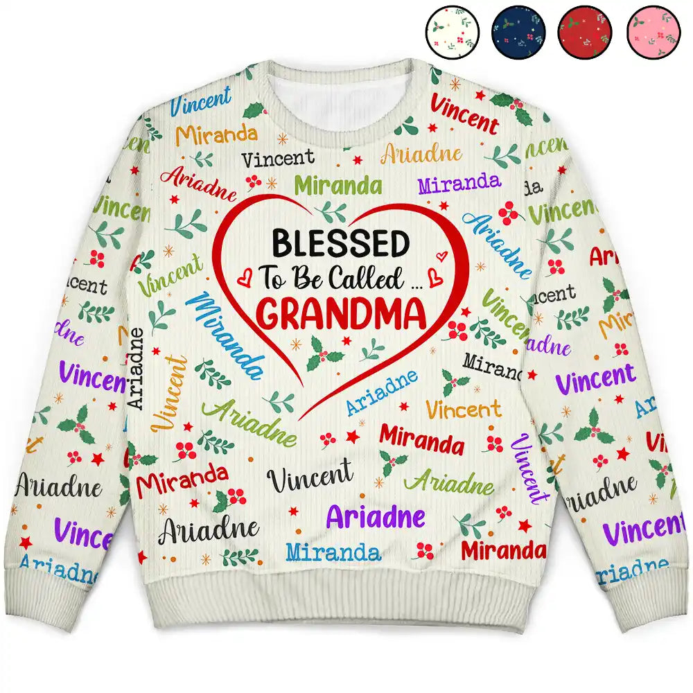 men's sweater for office -Blessed To Be Called Grandma Nana - Personalized Unisex Ugly Sweater